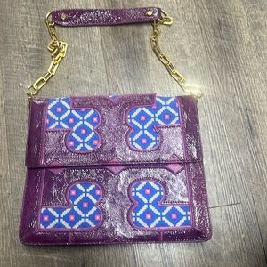 Tory Burch Patent Leather Gold Chain Purse